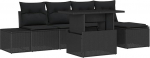 Rantry 6-teiliges Garten Sofa Set mit Kissen Schwarz Poly Rattan Gartenlounge Model3349169
