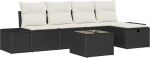 Rantry 6-teiliges Garten-Sofa-Set mit Kissen Schwarz Poly Rattan Gartenlounge Model3360698