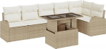 Rantry 7-teiliges Garten Sofa Set mit Kissen Beige Rattan Gartenlounge Model3348657