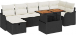 8-teiliges Garten-Sofa-Set mit Kissen Schwarz Poly Rattan, 2-Sitzer Garten-Sofa mit Kissen Schwarz Poly Rattan Gartenlounge Model3359946