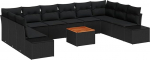 Rantry 11-teiliges Garten Sofa Set mit Kissen Schwarz Poly Rattan Akazie Gartenlounge Model3356679