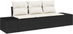 Rantry 3 Teiliges Garten Diivan Set mit Kissen Schwarz Poly Rattan Gartenlounge Model3346917