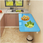 Schwebender, wandmontierter Klappschreibtisch f&uuml;r kleine R&auml;ume, Klapptisch f&uuml;r Waschk&uuml;che/Arbeitszimmer/Schlafzimmer, 100 x 30 cm, Blau