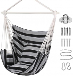 Goutime Swing Chair Suur Hammock Tool Pehme puuvillane 2 istmepadjad padjad padjad koos Carry Bag rippuvad Swing Outdoor & Indoor rippuvad iste t&auml;iskasvanutele ja lastele kuni 330 lbs (Hall triibud)