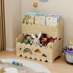 2-korruseline laste puidust raamaturiiul, Montessori raamaturiiul, sobib lastetuppa, lasteaeda ja klassiruumi, laste raamaturiiulid ja m&auml;nguasjade hoidmine, v&auml;ikelapse raamaturiiul