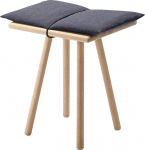 Skagerak Georg Stool Oak Seat Cushion Dark Grey with Wool Seat Cushion and Leather Strap
