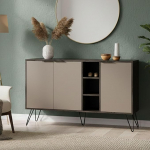 Dmora - Perseus sahtlikapp, elutoa buffet, elutoakapp, kaasaegne k&ouml;&ouml;gikapp, 142 x 36 x 83 cm, antratsiit ja beež