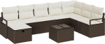 Rantry Model3360569 9-osaline aia diivan komplekt koos padjaga Brown Poly Rattan Garden Lounge