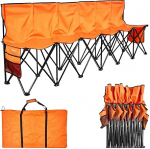 VEVOR Kaasaskantav meeskonnapink Camping Bench (6 inimest) koos k&uuml;ljetaskute ja kandekotiga, kokkupandav pink koos seljatoega, k&uuml;lgpink, spordipink jalgpalli, pesapalli jaoks, v&auml;ljas, oranžikas