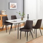 CLIPOP S&ouml;&ouml;gir&uuml;hmad pikendatav s&ouml;&ouml;gilaud koos 4 kunstnahast tooliga, k&ouml;&ouml;gilaud ja 4 tk PU nahast s&ouml;&ouml;gitooli Retro Industrial s&ouml;&ouml;gilaudade komplekt s&ouml;&ouml;gituppa, k&ouml;&ouml;ki, elutuppa