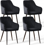 AINPECCA s&ouml;&ouml;gitoa toolid, 4 tooli, k&ouml;&ouml;gitoolid, sametkate, elutoa toolid k&auml;etugedega, teemantmuster, polsterdatud iste, metallraam, s&ouml;&ouml;gituppa/elutuppa (4, must)