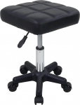 FURWOO Square Swivel Stool with Wheels PU Leahter Rolling Stool Height Adjustable Stool for Spa Salon Massage Black