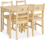 Homestyle4u, S&ouml;&ouml;gilaud 4 tooliga Puidust naturaalne m&auml;nni k&ouml;&ouml;gilaud S&ouml;&ouml;gikomplekt 4 tooli K&ouml;&ouml;k s&ouml;&ouml;gituba | Toode 3062