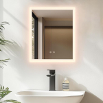 LUVODI Vannitoa peegel koos valgustusega 40 x 50 cm: Dimmerdatav LED-peegel 3 valgusv&auml;rviga, 2 puutetundliku juhtimisega, uduvastane, veekindel seinapeegel vannituppa, horisontaalne/vertikaalne paigaldus