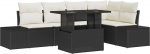 Rantry 6-teiliges Garten Sofa Set mit Kissen Schwarz Poly Rattan Gartenlounge Model3349183