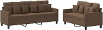 Braunes 2/3-Sitzer-Sofa Set mit Schaumstofff&uuml;llung | Stoff (100% Polyester) | Metall & Sperrholz | Max. 110 kg pro istme Model3201667