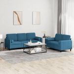 Gecheer 2-TLG. Sofagarnitur mit Kissen Blau Samt, Moderne Couch Polstersofa f&uuml;r Wohnzimmer Schlafzimmer Spielzimmer3202043