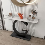 Konsolentisch f&uuml;r den Eingangsbereich mit Metallrahmen, stilvolle Akzentm&ouml;bel f&uuml;r den Flur als Heimdekoration