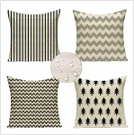 CPCPC Wasserdichter Sofabezug, wei&szlig;e Kissenbez&uuml;ge, 90 x 90 cm, 4er-Set, weicher, kurzer Pl&uuml;sch, doppelseitige Kissenbez&uuml;ge for Gartensofa-Dekor, geometrisches Design, 91,4 x 91,4 cm