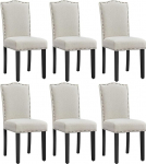 Yaheetech 6-st s&ouml;&ouml;gitoolist koosnev komplekt K&ouml;&ouml;gitoolid neetidega Mitmek&uuml;lgne polsterdatud tool kuni 136 kg kandev&otilde;imega Kaasaegne tool k&ouml;&ouml;ki/s&ouml;&ouml;gituppa/restorani Beež