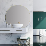 TALOS Picasso kuldne peegel l&auml;bim&otilde;&otilde;duga 100 cm - Elegantne alumiiniumraamiga seinapeegel - ideaalne vannituppa ja kaasaegsesse atmosf&auml;&auml;ri - Kvaliteetne kuldne vannitoa peegel