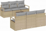 Rantry 7-teiliges Garten-Sofa Set mit Kissen Beige Poly Rattan Gartenlounge Model3354939