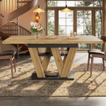 Easexcy teleskoopiline s&ouml;&ouml;gilaud (119-158,5 x 80 cm), laud, k&ouml;&ouml;gilaud, pikendatav laud, k&ouml;&ouml;ki ja elutuppa, puidust s&ouml;&ouml;gilaud (W-kujulised jalad)