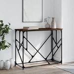 Konsolentisch aus brauner Eiche, 100 x 40 x 80 cm, mehrschichtiges Holz mit Metallrahmen, robuste Tischplatte f&uuml;r Eingangsbereich, Wohnzimmer, elegantes M&ouml;belst&uuml;ck mit verstellbaren F&uuml;&szlig;en