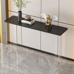 Moderner Konsolentisch f&uuml;r den Eingangsbereich - Stilvoller schwarzer Sofatisch mit transparenten Acrylbeinen, Perfekter Akzent f&uuml;r Wohnzimmer, Flur und Foyer (80 cm)
