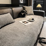 Weicher Chenille-Sofabezug Waschbarer L-f&ouml;Rmiger M&ouml;belbezug Premium Rutschfester Diivan &Uuml;Berzug 1 2 3 4-Sitzer-Couch &Uuml;Berzugf&uuml;R Sektionssofas,Grau(110 * 320cm)