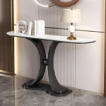 Konsolentisch, Eingangstisch, Flurtisch, kippsicherer schmaler Sofatisch mit Ablagen, Eingangstisch f&uuml;r den Eingangsbereich, Tisch hinter der Couch, Gold und Schwarz (Schwarz 1,80 * 30 * 80