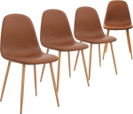 CangLong 4 s&ouml;&ouml;gitooli komplekt Retro polsterdatud k&ouml;&ouml;gitoolid k&ouml;&ouml;gi s&ouml;&ouml;gitoa jaoks Faux nahast s&ouml;&ouml;gitooli metallist jalgadega, pruun