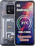 AGM X6 nutitelefon ilma lepinguta koos temperatuurianduriga Android 14 (2025), 5000 mAh aku, IP68 & IP69K, MIL-STD-810H, 8GB + 128GB/6.78 tolli/1080 x 2460 FHD, 50MP + 16MP, Dual SIM/Face ID/NFC