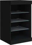 vidaXL Sideboard, Chest of Drawers with Lots of Storage Space, Highboard Cabinet with LED Lights, Sideboard, Side Cabinet, Standing Cabinet, Modern, Black