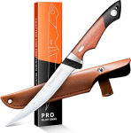 PURPLEBIRD fileerimisnuga kalale 15 cm koos &uuml;mbrisega, 440C roostevabast terasest kalanuga liha l&otilde;ikamiseks puidust k&auml;epidemega, fileerimisnuga kala k&ouml;&ouml;gis ja v&auml;ljas kalap&uuml;&uuml;giks, grillimiseks meestele