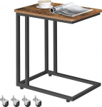 VASAGLE LNT50X k&uuml;ljelaud, ratastega diivanilaud, C-kujuline, mobiilne kohvilaud, 35 x 50 x 60 cm, metallraamiga elutoa laud, kohvile ja s&uuml;learvutile, t&ouml;&ouml;stusdisain, vintage pruun/must, Vintage Brown/Black