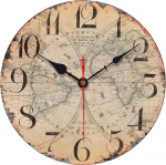 VIKMARI Wall Clock Quartz Wood Quiet Hanging Clock Battery Operated Round Rustic Clock Easy to Read Vintage Interior Wall Clock 34 cm/14 Inches