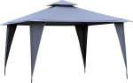 Outsunny Gazebo Party Tent with Double Roof 3.45 x 3.45 x 2.68 m Marquee Garden Arbour Metal Polyester Grey