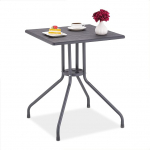 Relaxdays Garden Table HBD 75 x 61 x 61 cm Balcony Table Wood Effect Plastic Metal Patio Table Square Grey