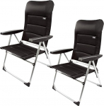 AKTIVE Set of 2 Deluxe 5 Position Folding Chairs Black Patio Balcony Yard Garden 49 x 59 x 105 cm Aluminium and Polyester Padded Anti-tilt Protection Max 110kg Folding Chairs