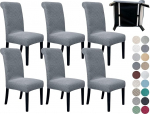 SPRINGRICO 6 Pack Dining Room Chair Covers with seat Belt, Stretch Parsons Chair Slipcover Washable Kitchen Dining Chair Cover Removable Seat Protector Set of 6, S1- Gray