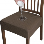ZRCYXDW wasserdichter Esszimmerstuhl Sitzbez&uuml;ge 2er Set, Stretch Stuhlbezug Sitzfl&auml;che Weicher Abnehmbarer Sitzbez&uuml;ge f&uuml;r Esszimmerst&uuml;hle waschbarer Bezug f&uuml;r St&uuml;hle f&uuml;r Dekor-Tiefer Kaffee-2 St&uuml;ck