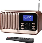 August MB450K laetav DAB+/FM raadio Dual Alarm Clock Nostalgia kaasaskantav k&ouml;&ouml;giraadio 60 eelseadistusega Bluetooth 5.3 k&otilde;lariga puidust korpus USB/AUX/MicroSD, kuni 18 tundi t&ouml;&ouml;aega, kaugjuhtimispult