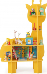 COSTWAY Children's Shelf, 2 Levels, Wooden Toy Shelf with Open Shelves, Cute Bookcase, Children's Room Shelf for Children's Room, Playroom, Nursery (Giraffe, Yellow)
