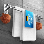 Puurimata r&auml;tikukang - 80 cm, roostevaba roostevaba teras - Double Bathroom Towel Rail Self-Adhesive - Towel Rail, Bath Towel Holder Including 2 Towel Hooks - for Bathroom, Shower Screen,