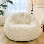 XeGe 5ft Giant Fluffy Bean Bag Cover (ilma t&auml;idiseta), Ultrapehme elevandiluukreemist Faux Fur Bean Bag pluusist m&auml;nguasjade hoidmiseks, XL Fluffy Bean Bag elutuppa, magamistoa kaunistamiseks, Beež