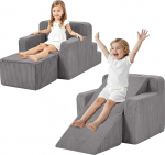 MeMoreCool Kids Modular Slide Slide Design - Klassikaline Corduroy kangas katab mitmek&uuml;lgne diivan Lounge Play Structure helehall