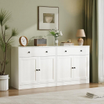 VOWNER sahtlitega k&uuml;ljepaneel, 2 uksega sahtlikapp, k&ouml;&ouml;gikapp t&ouml;&ouml;tasapinnaga, buffeekapp, TV-laud, hoiukapp elutuppa, magamistuppa, 40 x 80 x 80 cm (valge, 2 tk)