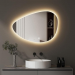Vannitoa peegel LED Vannitoa peegel, as&uuml;mmeetriline, puutetundlik, timmitav, 3 valgusv&auml;rvi, reguleeritav vannitoa peegel valgustusega, orgaaniline seinapeegel, 65 x 90 cm