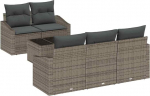 vidaXL 6-osaline aia diivanikomplekt koos pehmendusega Hall pol&uuml; rotangist aiam&ouml;&ouml;bel Stiilne istumiskoht Patio Lounge Sectional Kaasaegne